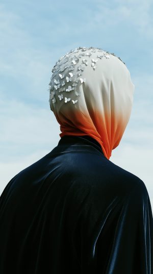 Elegant Headscarf with Butterflies
