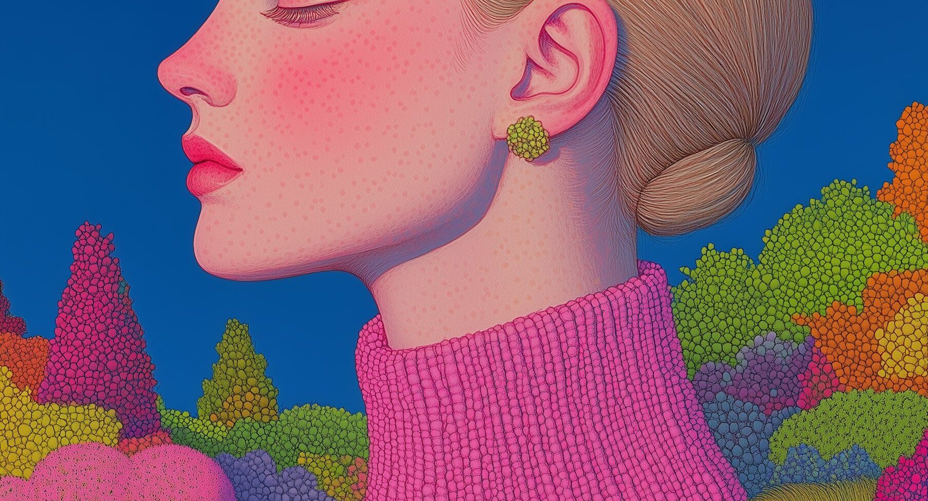 Serene Portrait with Abstract Background Serene Portrait with Abstract Background